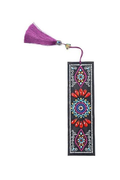Generic DIY Diamond Painting Shaped Flower Leather Tassel Bookmark