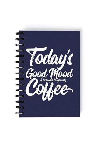 Generic Spiral A5 Notebook Typography Coffee Quote Today's Good Mood Grey Aes...