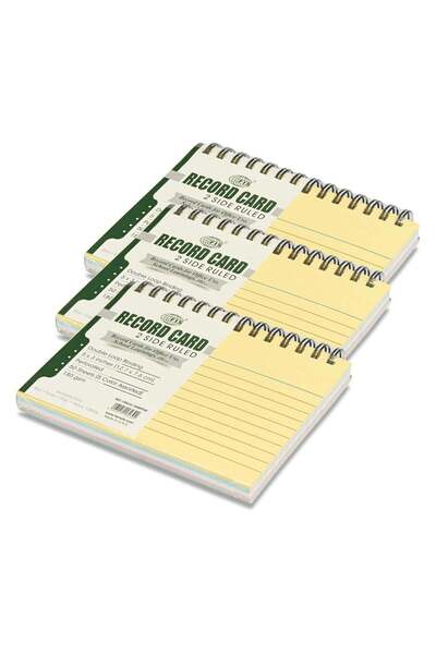 Generic FIS® Ruled Record Cards, Size:5"x3" Inches (127x76mm), Double Loop Sp...