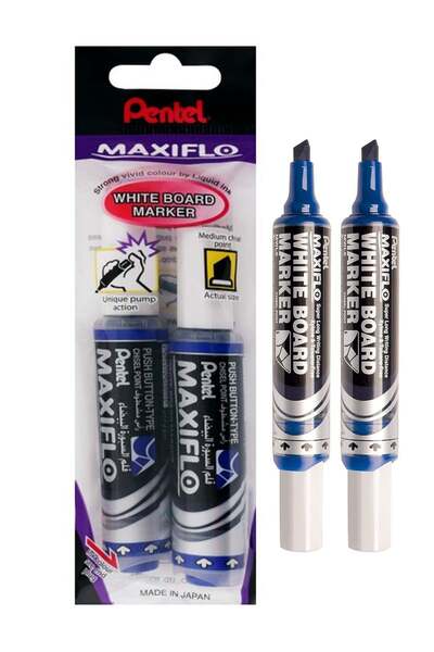 Generic 2-Piece Maxiflo Whiteboard Erasable Markers Chisel Tip Blue