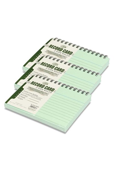Generic FIS® Ruled Record Cards, Size:5"x3" Inches (127x76mm), Double Loop Sp...