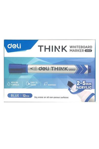 Generic 12-Piece Dry Erase White Board Marker Chisel Tip Blue Ink