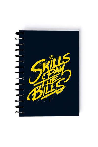 Generic Skill Pay The Bill Design Rectangle Spiral A5 Notebook Blue/Yellow
