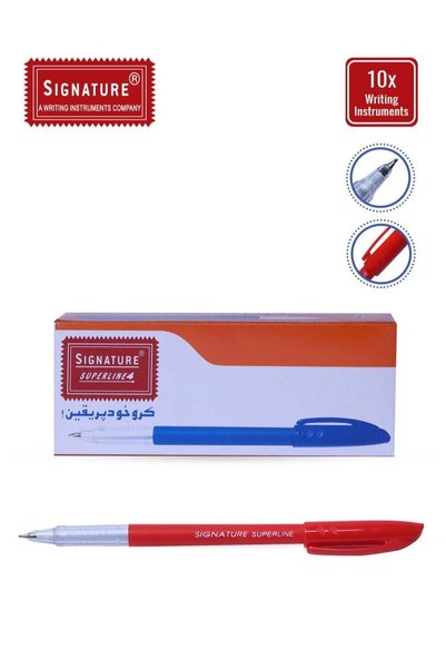 Generic Signature Superline Fine 0.7mm Ballpoint Pen (Pack of 10 Red Ink Ball...