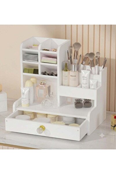 Generic White Makeup Organizer with Drawer – Large Capacity Cosmetic Storage ...