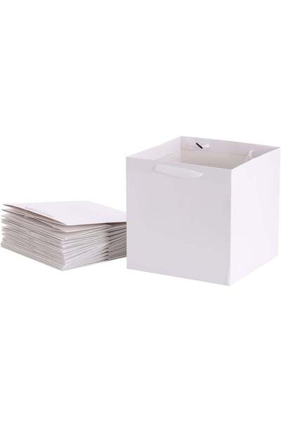 Generic REDDOTGIFT® 10-Pack White Kraft Shopping Paper Bags with Ribbon Handl...