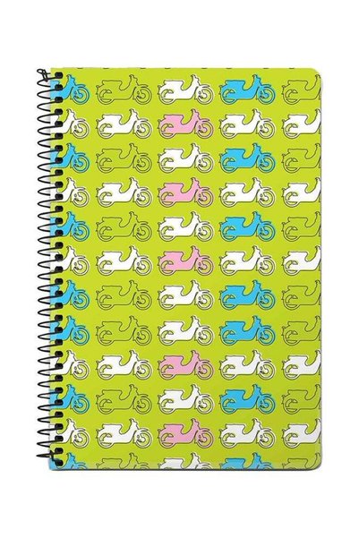 Generic Asian Scooter A5 Spiral Notebook Green/White/Blue