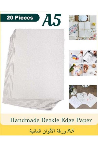 Generic 20 Pcs Handmade Deckle Edge Paper – A5 Watercolor Paper 300 GSM, 100%...