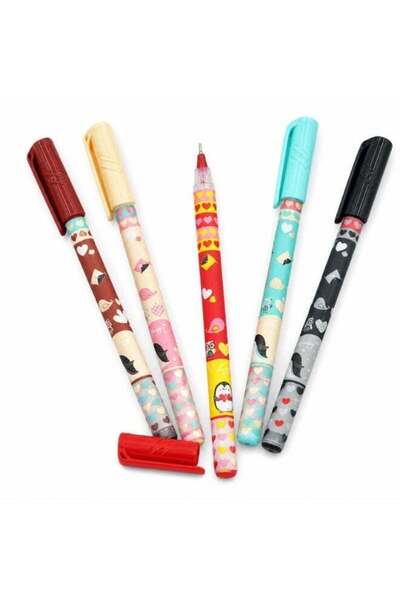 Generic Assorted Design 5Pcs Ball Pen – Smooth Writing Pens, Multicolour Prin...