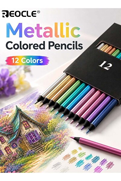 Generic 12PCS Metallic Colored Pencils with Professional Art Quality Wooden D...