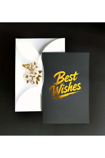 Generic Mystique Black Best Wishes Card - Artisan Embossed & Gold Foil