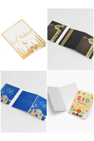 Generic Eid Mubarak Greeting Cards (20 Pcs, 4 Designs) with White Envelopes –...