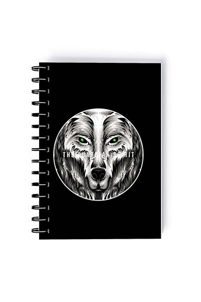 Generic Spiral A5 Notebook Animal Face Radial Print Fox Black