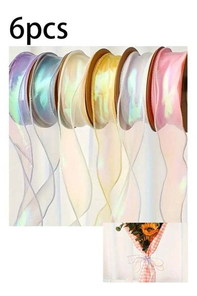 Generic 6PCS Fishtail Ribbon Flower Packaging Ribbon Bow Wavy Yarn Floral Yar...
