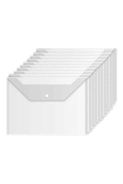 Generic Pack Of 10 Plastic Push Button Envelopes For A4 Quality Documents Clear