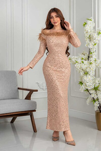 rafeef dress فستان سهره بترتر وريش فاخر