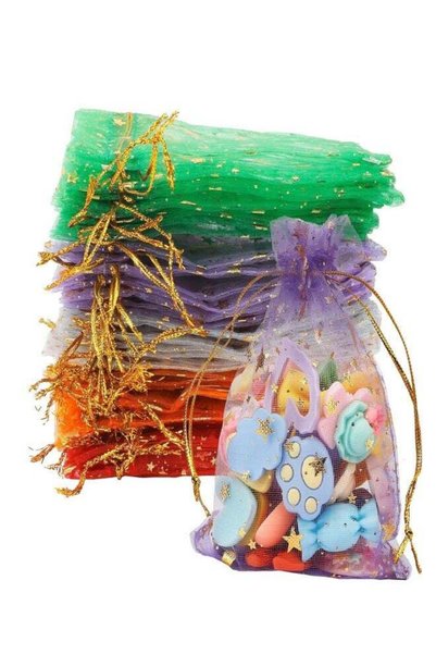Generic Moon Star Organza Bags 4x5, 50 Pcs Mesh Bags Drawstring, Small Mesh G...
