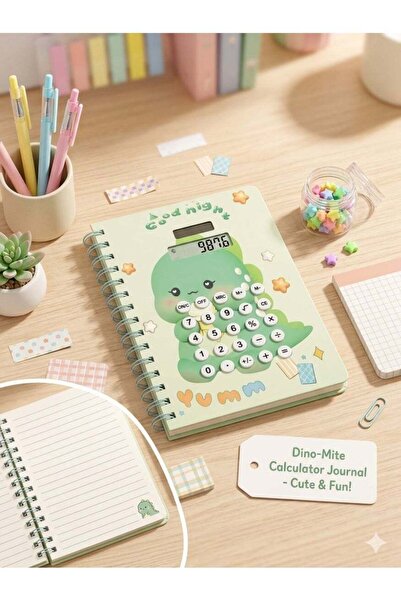 Generic Dino Calculator Notebook Diary with Spiral Binding – Portable Memo No...
