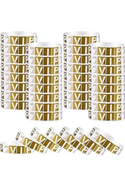 Generic Premium Holographic Gold VIP Plastic Secure Snap Wristbands - 300 Count