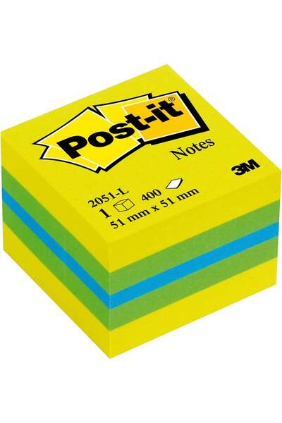 Generic Post-it Neon Yellow, Ultra Green, Ultra Blue Mini Cube Notes - 400 Sh...