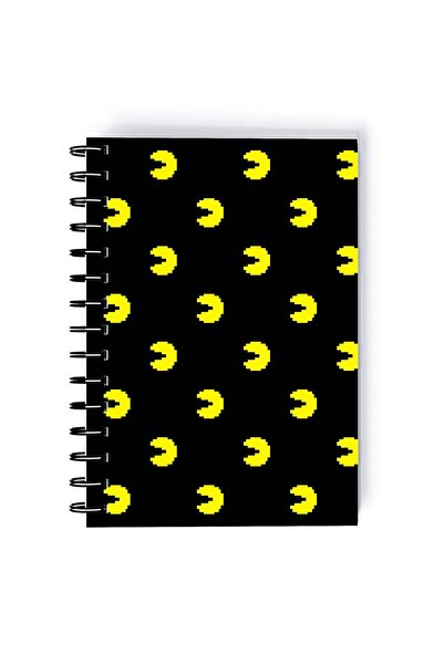 Generic Ghost Pacman Game Printed Spiral A5 Notebook Black/Red/White