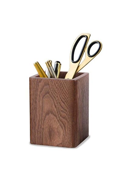 Generic Wooden Pencil Holder, Square Walnut Pen Cup, Handmade Desk Organizer ...