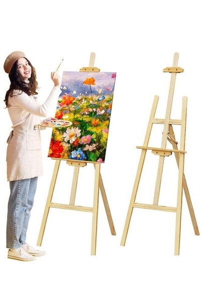 Generic Wooden Easel for Painting, Large Floor Painting Stand for Adjnstable ...