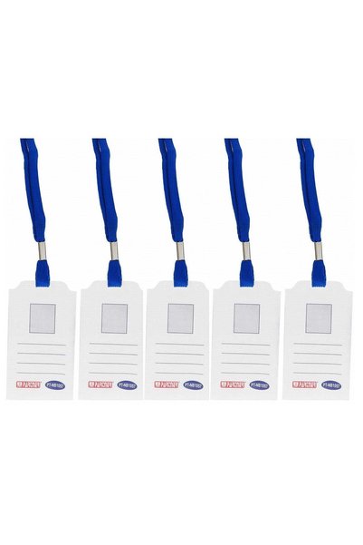 Generic 5-Piece ID Card Holder Vertical With Blue Lanyard