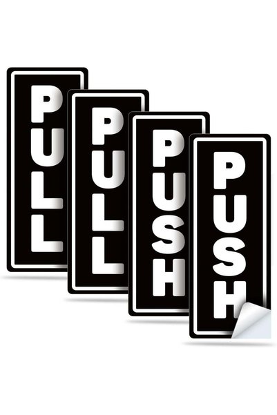 Generic 4-Pices Push Pull Door Decals - 2x5 Inch Self-Adhesive Vertical Vinyl...