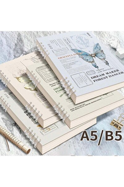 Generic Aesthetic Butterfly-Themed Loose-Leaf Notebook A5/B5 – 60 Sheets (120...