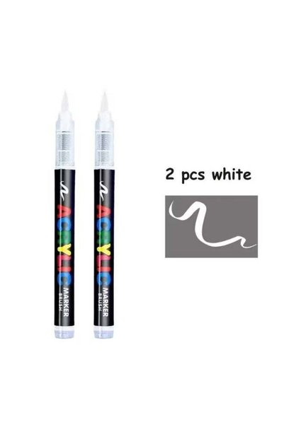 Generic 2pcs White Colors Acrylic Paint Pens - Soft Brush Tip Quick-Drying Wa...