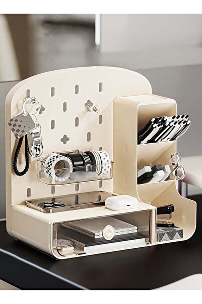 Generic Pen/Pencil Holder, Plastic Desk Organizer with Drawer & Pegboard for ...