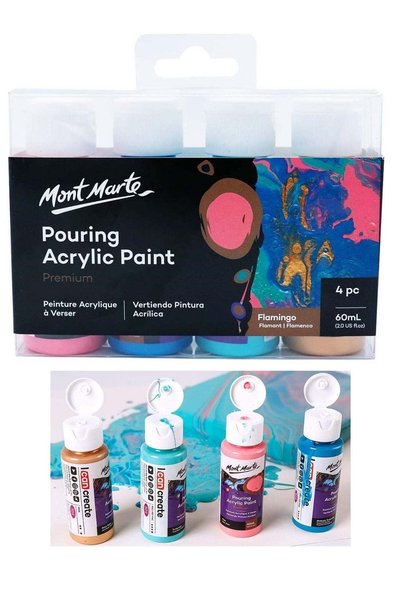 Generic 4-Piece Premium Pre-mixed Pouring Acrylic Paint Flamingo Colour Set 6...