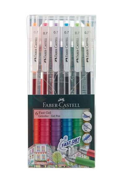 Generic Faber-Castell Fast Dry Gel Pens Set – 6 Pieces, 0.7 mm Multicolor Gel...