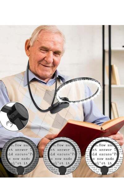 Generic Upgrade 5X Rechargeable Hands Free Magnifying Glass with Light Flexib...