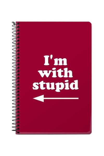 Generic I Am With Stupid Printed A5 Spiral Notebook Purple/White