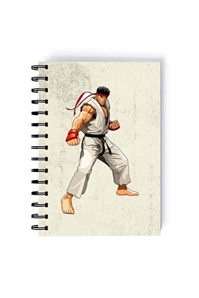 Generic Street Fighter Printed Spiral A5 Notebook Orange/White/Brown