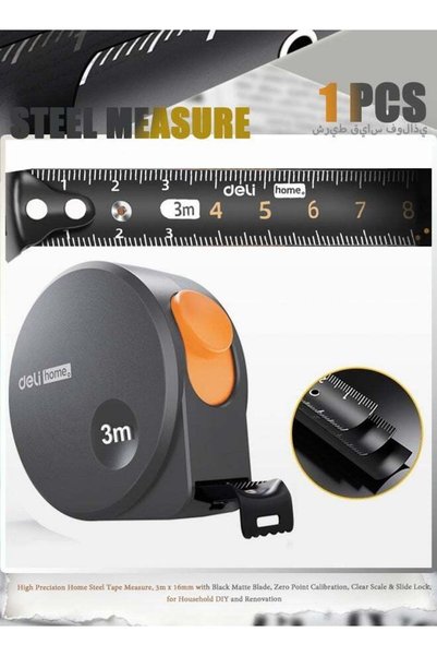 Generic High Precision Home Steel Tape Measure, 3m x 16mm with Black Matte Bl...