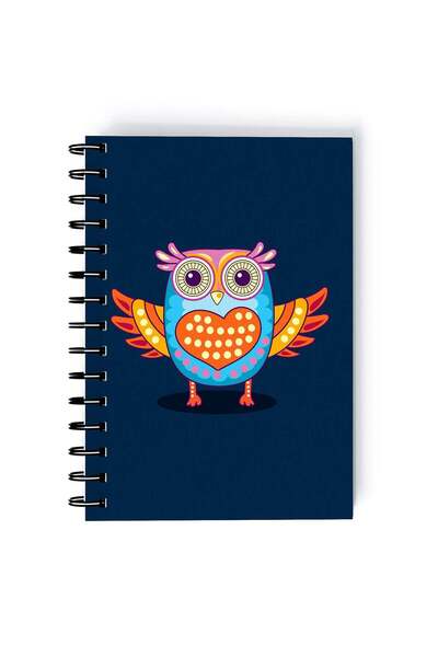 Generic Spiral A5 Notebook Elegant Pattern Owl Blue Center Aesthetics