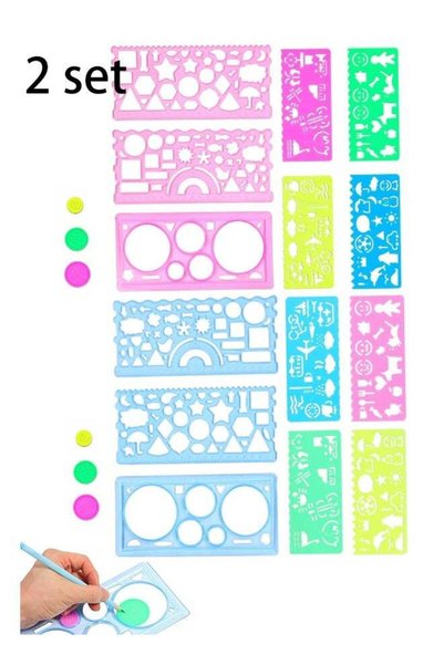 Generic 2 Set DIY Multi Shape Drawing Ruler, Multi functional Geometric Templ...