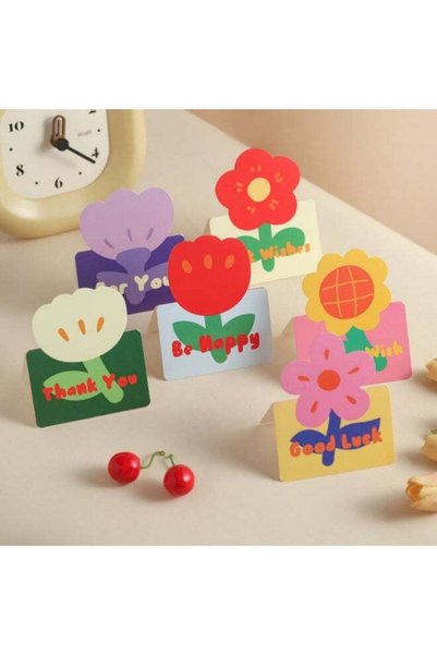 Generic 12 Pieces 3D Creative Minimalist Cartoon Flower Wish Cards,Handwritte...