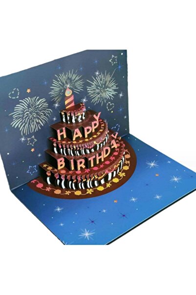 Generic Musical Birthday Cards With Light, 3D Pop Up Firework Birthday Cards