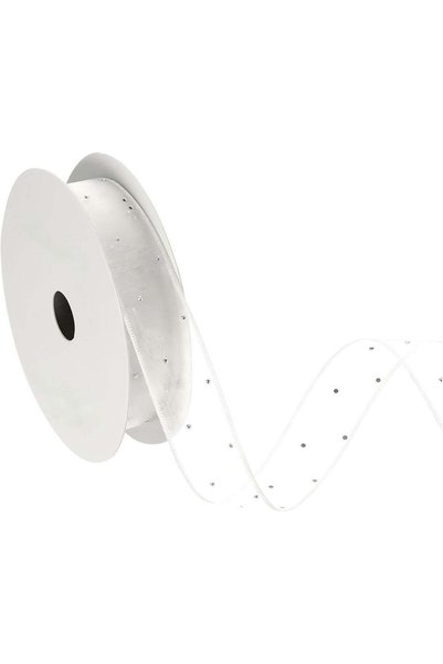 Generic Organza Sheer Ribbon with Silver Rhinestone, 1 Inch x 10 Yard Gauze W...