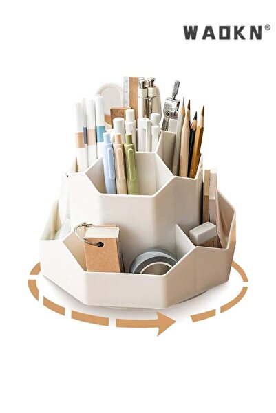 Generic Rotating pen holder, Stationary organiser, Pen holder for desk 9 comp...