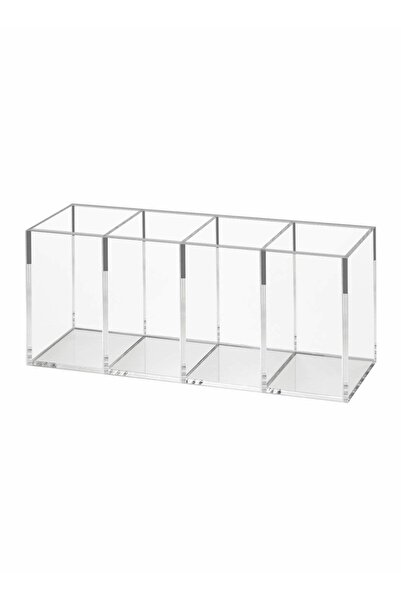 Generic Acrylic Pen Holder, 4 Compartments Box,Clear Pen Pencil Holder Desk O...