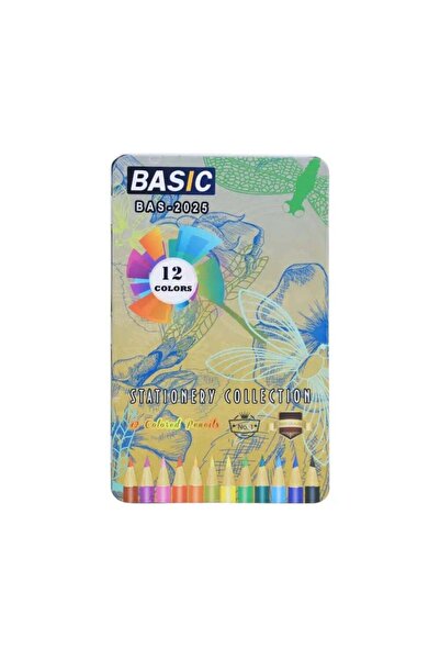 Generic Basic Color Pencils Triangular Smooth Writing Pencils Metal Box 12pcs