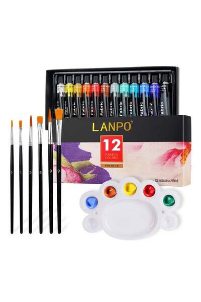 Generic 12 Colors Fabric Acrylic Paint Set (12ml/0.4oz),Permanent Textile Pai...