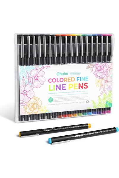 Generic Ohuhu Colored Fineliner Drawing Pens - 18 Pack with 11 Colored Pens &...