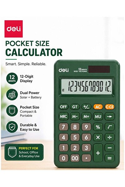 Generic 1-Piece Pocket Size Portable Calculator With 12 Digit Display Green