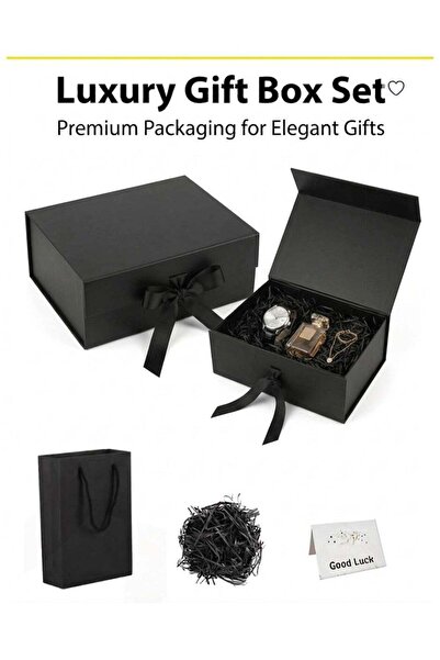 Generic Luxury Black Magnetic Gift Box Set – Premium Foldable Gift Box with B...